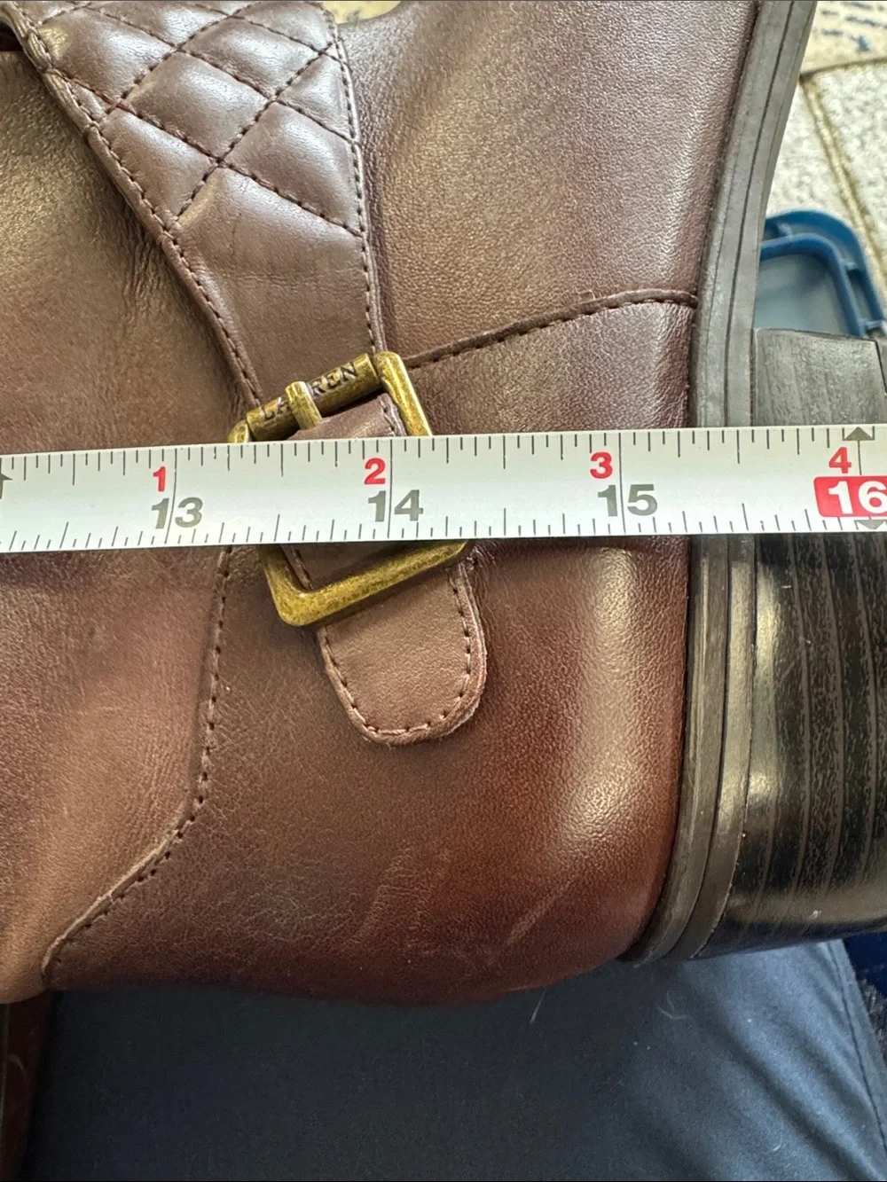 LAUREN Ralph Lauren MAVEAH Brown Leather Quilted Strap Riding Boots Size 7.5B